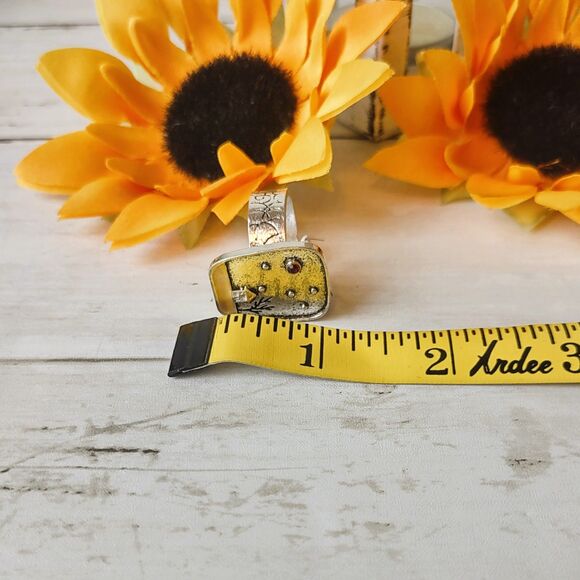 NEW Big Bold Silvertone Ring, Night Scene w/Scroll Work on Band Size 8 - Picture 5 of 5